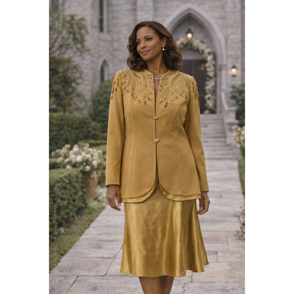 Caramia Women's‎ 3-Piece Royal Blue Skirt Suit | Jacket Shell & Midi | Size 14